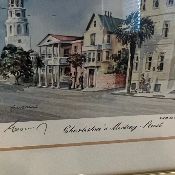 Lithograph signed by Artist Emerson “Charleston’s Meeting Street”  6 X 8 framed - Picture 4 of 14